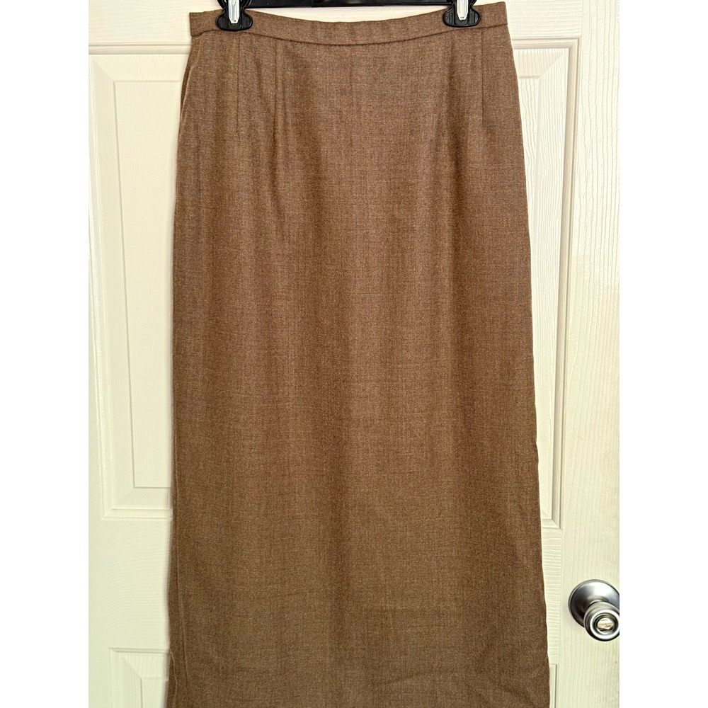 Pendleton Brown 10O % Virgin Wool Long Straight Pencil Skirt Size 10 pockets